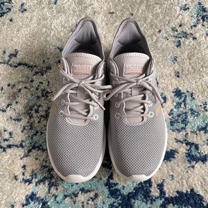 Gray Adidas QT flex cloud foam shoes